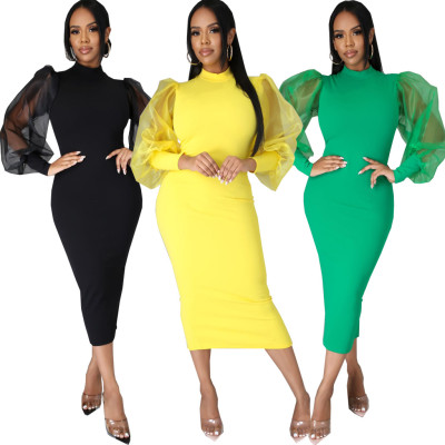 Sexy Fashion Solid Color Women's Fitted Dress