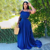 Sleeveless halterneck ruffle dress open back dress
