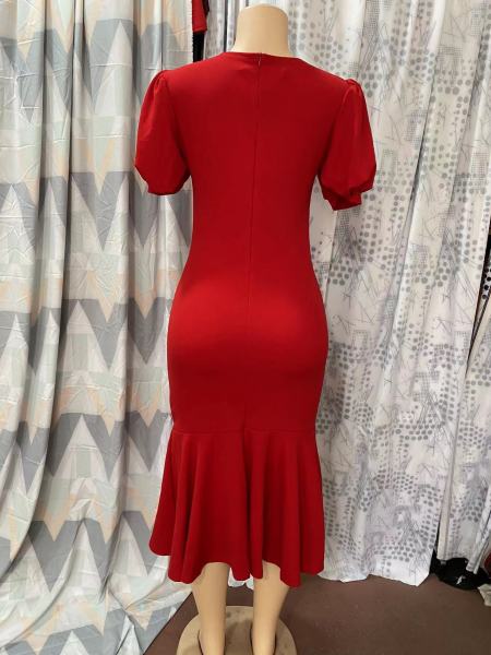 Plus Size Women Fashion Green French Skirt Professional Dress