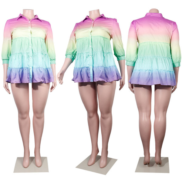 Slim Fit Gradient Loose Oversized Print Dress Nightclub