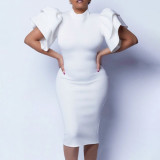 Stand-up collar solid color tight-fitting hip professional dress