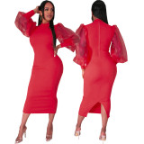 Sexy Fashion Solid Color Women's Fitted Dress