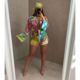 Fashion printed women's long-sleeved small suit shorts suit comfortable autumn suit YY5301