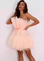 Tube top mesh temperament bow tutu dress Tube top mesh temperament bow tutu dress