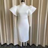 Stand-up collar solid color tight-fitting hip professional dress