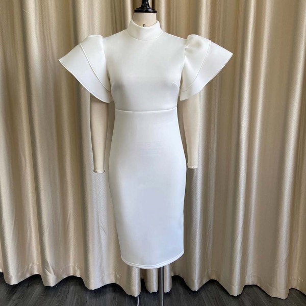 Stand-up collar solid color tight-fitting hip professional dress