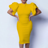 Stand-up collar solid color tight-fitting hip professional dress