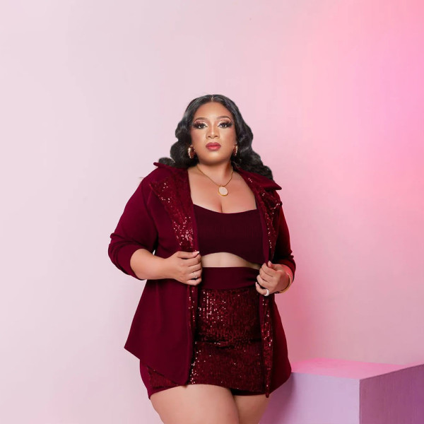 Plus Size Women's Solid Color Sequins Three Piece Fashion Culottes Suit