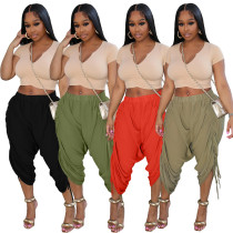 Fashion Loose Drawstring Casual Cropped Pants Fashion Loose Drawstring Casual Cropped Pants