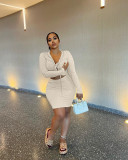 Lapel Tie Cardigan Skirt Sexy Two Piece Set