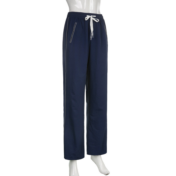 Elastic lace high waist slim street style fashion loose casual trousers