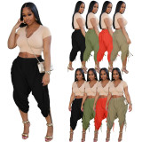 Fashion Loose Drawstring Casual Cropped Pants