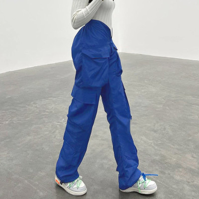 Solid Color Fashion Trend Overalls Pocket Irregular High Waist Loose Casual Trousers