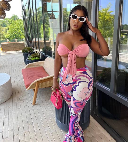Sexy tie wrap chest print two-piece set