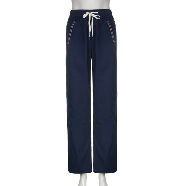 Elastic lace high waist slim street style fashion loose casual trousers