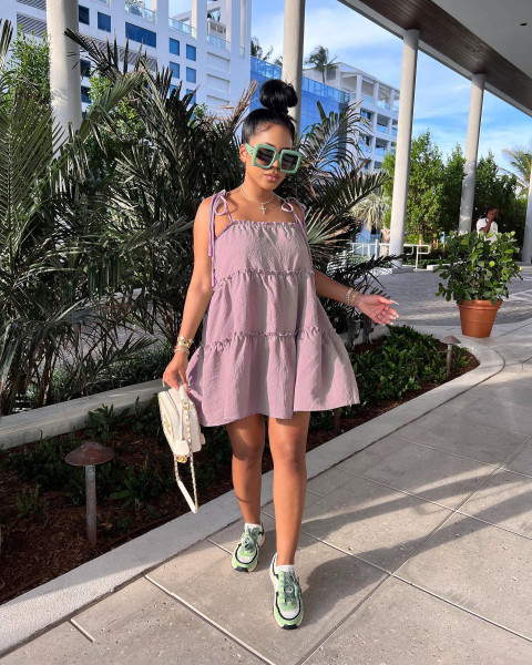 Cute Lace Suspender Backless Loose Dress