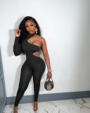 Tight Tie One Sleeve Irregular Jumpsuit