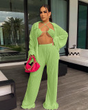 Bikini Cardigan Wide Leg Pants Three Piece Set