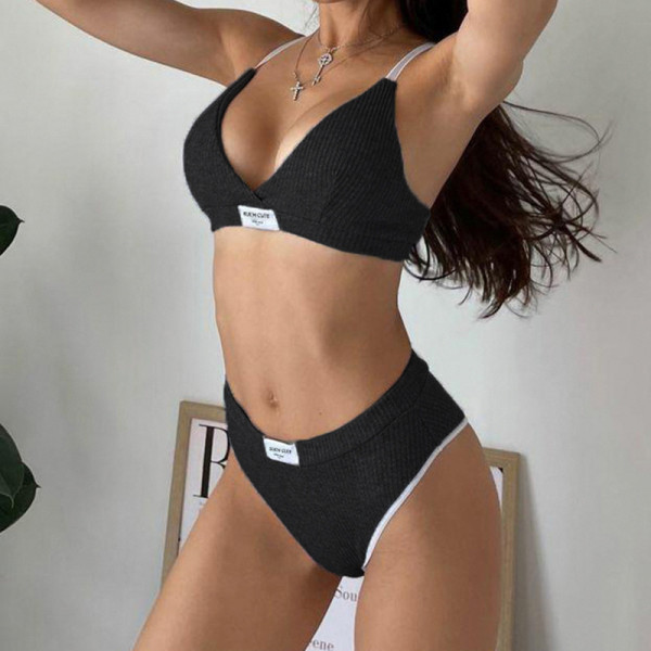 Sports and leisure letter printing embroidery solid color stitching white edge fashion suit