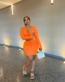 Lapel Tie Cardigan Skirt Sexy Two Piece Set