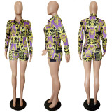 Slim Fit Fashion Print Shorts Set