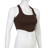 Women's tight-fitting and thin I-back U-neck American sexy hot girl camisole