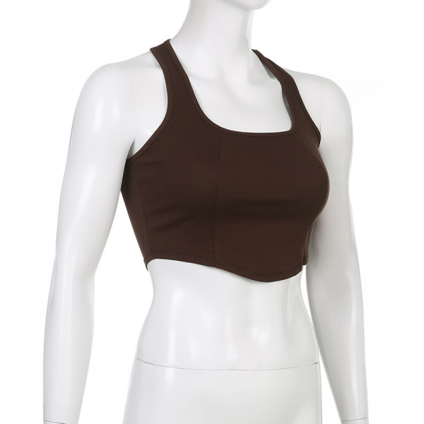 Women's tight-fitting and thin I-back U-neck American sexy hot girl camisole