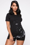 Personalized Slim Fit Letter Print Short Sleeve Suit