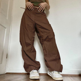 Fashion Street Retro Casual Low Waist Drawstring Loose Woven Pants