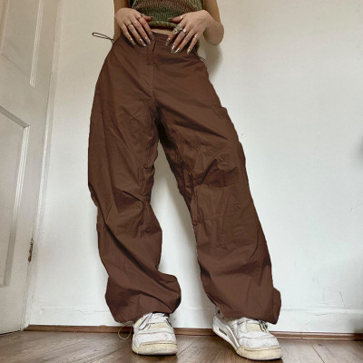 Fashion Street Retro Casual Low Waist Drawstring Loose Woven Pants