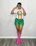 rainbow stripe placement print top