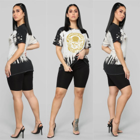 Fashion Print Short Sleeve Suit Two Piece