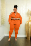Fashion women's solid color casual two-piece plus size women's clothing