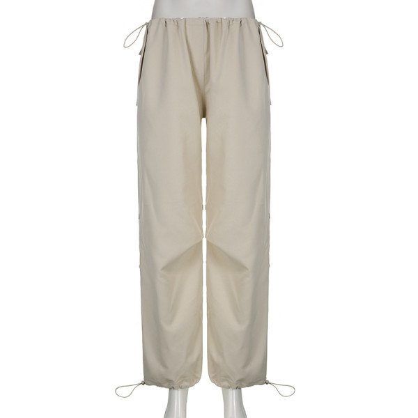 Fashion Street Retro Casual Low Waist Drawstring Loose Woven Pants