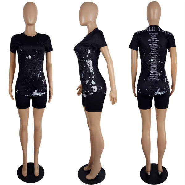 Personalized Slim Fit Letter Print Short Sleeve Suit