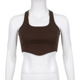 Women's tight-fitting and thin I-back U-neck American sexy hot girl camisole