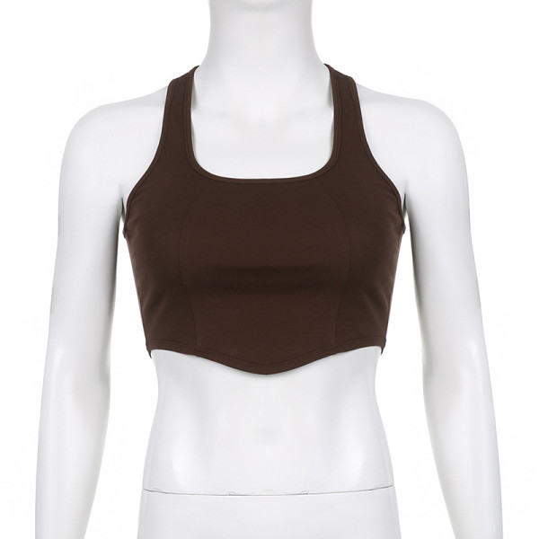 Women's tight-fitting and thin I-back U-neck American sexy hot girl camisole