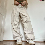 Fashion Street Retro Casual Low Waist Drawstring Loose Woven Pants