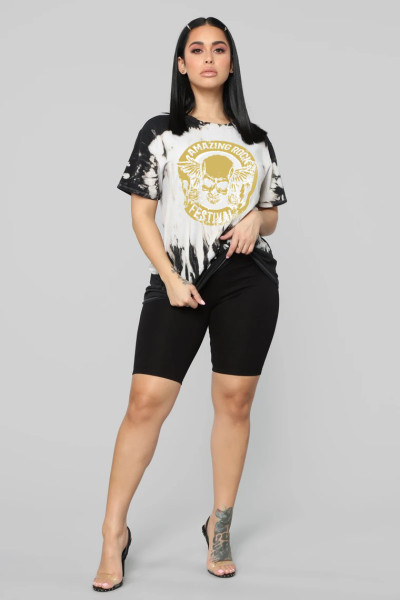 Fashion Print Short Sleeve Suit Two Piece