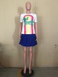 rainbow stripe placement print top