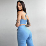 Mesh Splicing Camisole Tank Top Fashion Casual Suit