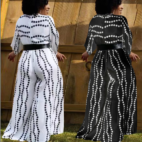 Women's Fashion Casual Sports Print Polka Dot Jumpsuit
