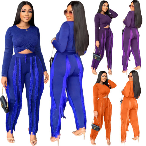 Pit fabric Fringed trousers Casual two-piece suit