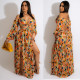 Sexy Chiffon Long Sleeve Off Shoulder Print Dress