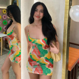 Tie-Dye Skirt Sexy Tie Backless Slip Dress