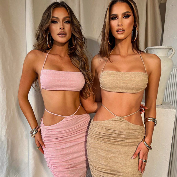 Bright Silk Sexy Backless Wrap Breast Skirt Drawstring Sling Skirt Skirt