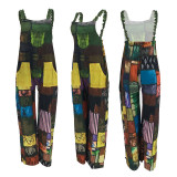 printed boho overalls