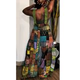 printed boho overalls