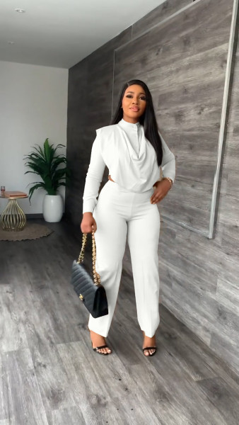 Fashion Design Autumn and Winter Long Sleeve Pants Suit Two Piece
