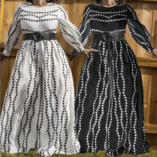 Women's Fashion Casual Sports Print Polka Dot Jumpsuit